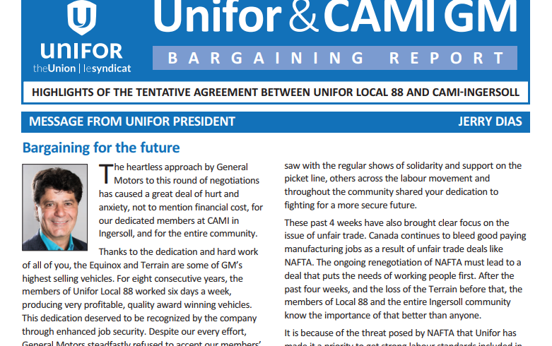 Unifor CAMI GM Bargaining Report