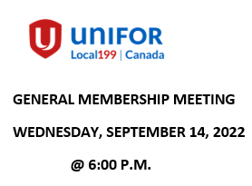 General Membership Meeting, Wednesday, SEPTEMBER 21, 2022